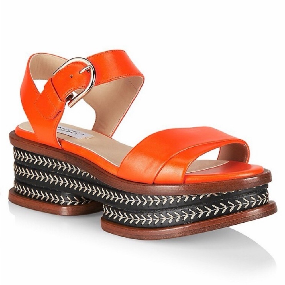 Gabriela Hearst "Mika” Embroidered Leather Platform Sandals (NWT)